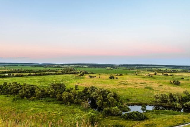 A view of the countryside from above.